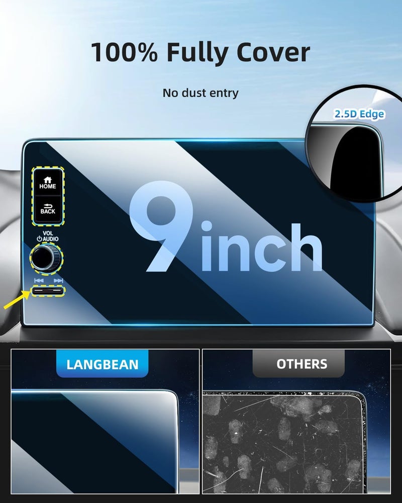 LANGBEAN Screen Protector for 2025 2024 2023 Honda Pilot 9 inch Infotainment Touch Screen, HD, High Sensitivity, 9H Tempered Glass Car Screen Protector, Pilot Accessories - Image 2